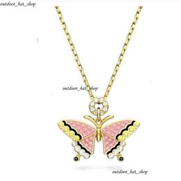 Necklace Swarovski Designer Luxury Fashion Women Pink Butterfly New Necklace Jewellery With Neckbone Chain Full Diamond Austrian Zircon With Original Box 86