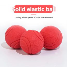 Dogs Interactive Toys Soft TPR Toys for Dog Pet Teeth Cleaning Bite Resistance Squeaky Dog Ball Toy Solid Elastic Ball Red