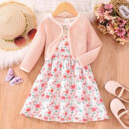 Clothing Sets 2024 Autumn Kids Clothes Set Girl Suit Winter Long Sleeve Plush Shirt Dress 2PCS Fashion Children 3 4 5 6 7 Years