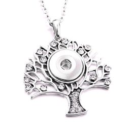 Pendant Necklaces Fashion Tree Of Life Crystal Snap Button Necklace 18Mm Ginger Snaps Buttons Charms With Stainless Steel Chain For Dhxnb