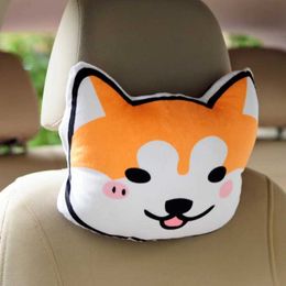 Plush Dolls Lovely Dog Head Plush Pillows Cartoon Car Headrest Pillow Cushions Stuffed Animals Husky Dogs Sofa Toys for Children Girl Gift H240521 MCYN