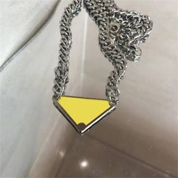 Designer silver Colour mens necklace women triangle letters love trendy punk men enamel cool street womens pendants necklaces ladies chains luxury jewlery q11