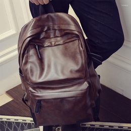 Backpack Aosbos Man Soft Leather Fashion Casual Shoulder Bag Backpacks Large Capacity School Bags Men Solid Pack Mochila