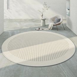 Wabi-Sabi Round Carpet Living Room Sofa Coffee Table Mat Simple Stripe Bedroom Bed Blanket Dresser Study Chair Non-Slip Mat 240522