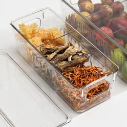 Storage Bottles Food Bin With Dividers Plastic Basket Transparent Box Handle Divider Non-skid For Fridge