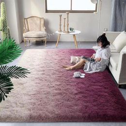 Carpets VIKAMA Silk Hair Tie-dye Carpet Super Soft Plush Suitable For Living Room Bedroom Coffee Table Bed Blanket Mat