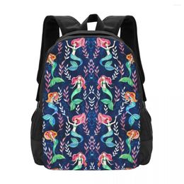 School Bags Little Merry Mermaids Simple Stylish Student Schoolbag Waterproof Large Capacity Casual Backpack Travel Laptop Rucksack