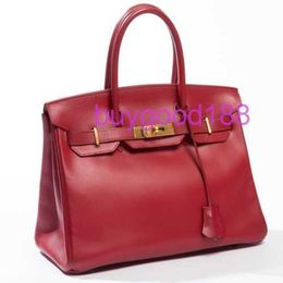 Aa Biriddkkin Delicate Luxury Womens Social Designer Totes Bag Shoulder Bag 30 Bag Vintage Red Leather Gold Hardware Handbag Carved Seal Fashion Womens Bag