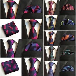 Mens Fashion Paisley Floral Necktie Pocket Square Ties Handkerchief Set Wedding BWTHZ0207 240522