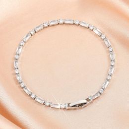 Link Bracelets ZAKOL Luxury Rectangular CZ Tennis Bracelet Bangle For Women Shiny Clear Crystal Zircon Wedding Party Jewellery