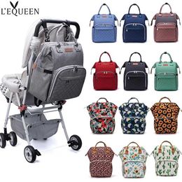 Diaper Bags Lequeen Nappy backpack mummy large capacity bag for mothers and babies multifunctional waterproof outdoor travel diaper bag baby care d240522