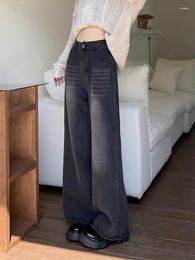 Women's Jeans Grey Y2k Harajuku Japanese 2000s Style Aesthetic Baggy Denim Trousers Oversize Jean Pants Vintage Trashy Clothes