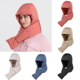 Berets Neck-cross Ear Protection Down Hat Fashion Windproof Duck Balaclava Scarf Unisex Thicken Neck Cap Outdoor Sports