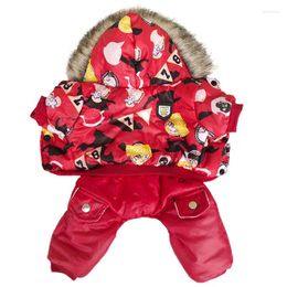 Dog Apparel Hooded Warm Winter Thickness Pet Clothes With Printing Pattern Cat Puppy Dogs Coat Jackets From S-XL