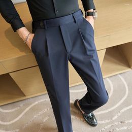 Men's Suits Summer Spring Male Casual Pants Business Suit Navy Blue Classic Dress Flexible Office Brand Clothing