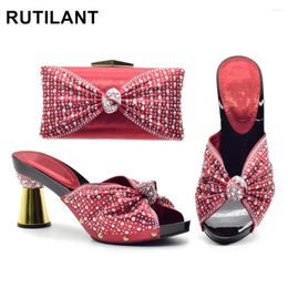 Dress Shoes Latest Design Women Summer 2024 Woman High Heel Nigerian Decorated With Rhinestone Party