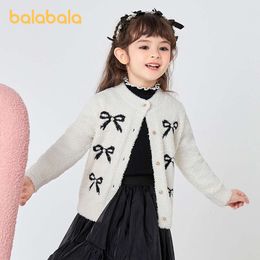 Balabala Toddler 2023 Garota malha outono novo Cardigan de inverno elegante suéter de estilo perfumado L2405 L2405