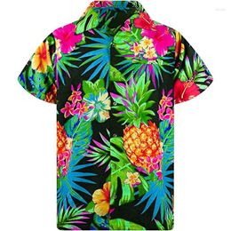Men's Casual Shirts Men 3d Pineapple Printed Short Sleeve Blouse Oversized T-shirts Tops Hawaiian For Clothing