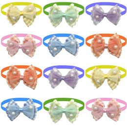 Dog Apparel Accessories Small Bowtie Neckteis Flowers 50/100pcs Pet Mesh Collar Bow Supplies Cat Holiday Product Tie