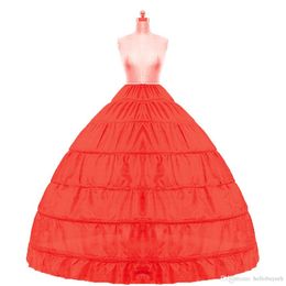 2018 In stock Ball Gown Petticoat Cheap White Black Crinoline Underskirt Wedding Dress Slip 6 Hoop Skirt Crinoline For Quinceanera Dres 236Q