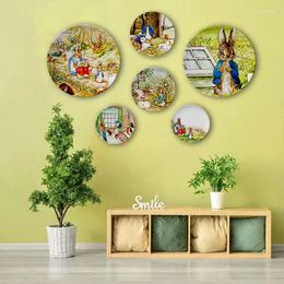 Decorative Figurines British Cartoon Illustration Plate Cute Fairy Tale Wall Art Ceramic Living Room Round Tray Ornaments