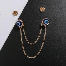 Brooches Unisex Blue Eyes Shirt Suit Collar Neck Tip Brooch Pin Tassel Chain Gift