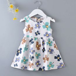 Summer Cute Print Colorful Flower Vest Skirt Casual Soft Skin Loose Thin Fashion New Style Baby Dress Children Clothes