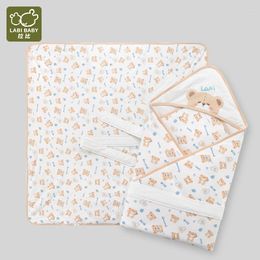 Blankets LABI BABY Pure Cotton Born Swaddle Blanket With Hat Infant Wrap Birth Wrapping Nap Cover 90X90 CM Gift
