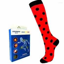 Women Socks AYUAN Wave Point Printing Multi-function Men Knee-high Professional Prevent Varicose Compression