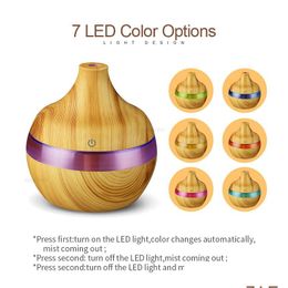 Novelty Items 300Ml Aroma Essential Oil Diffuser Usb Air Humidifier Purifier With Wood Grain 7 Colour Changing Led Lights Gga2180 Dro Dhzuf