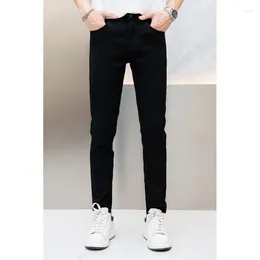 Men's Jeans Pure Black Fashion Business All-match Stretch Slim Fit Summer Thin And Soft Breathable Skinny Pants