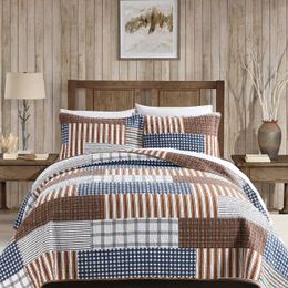 Bedding sets Grey White Plaid Quilt Full Queen Size Geometric Set Soft Breathable Cover ic Home Decor for All Season H240521 KCMC