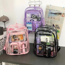 Backpack Clear Transparent School Large Capacity PVC Bag Multi-pockets Travel Storage For Outdoor
