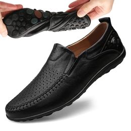 Men Casual Shoes Summer Genuine Leather Loafers Moccasins Slip On Mens Flats Breathable Male Driving BTMOTTZ 240518