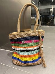 Women Straw Bag Luxury Handbag Tote Raffias Beach Bags Designer Shopping Bag Hand-Embroidered Crossbody Bags Large Capacity Handbag Totes CYD24052004-14