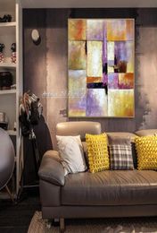 Paintings Arthyx Hand Painted Abstract Color Piece Grid Oil Painting On Canvas Modern Art Wall Picture For Living Room Home Decora9148588