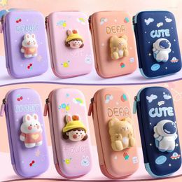 Three Layer Leather Large Capacity 3D Cartoon Pencil Case Coloured Lead Storage Box Student Stationery Bag Pen