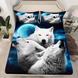 Bedding sets Wolf Printed Set Twin Size for Kids Boys BedroomMisty Bed Duvet Cover Comforter Wild Animals Decor 3 Pieces H240521 I95N