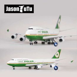 Aircraft Modle JASON TUTU 47CM EVA Air Boeing B747 Airplane Model Aircraft 1/160 Scale Diecast Resin Light and Wheel Plane Gift Collection Y240522