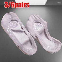 Women Socks 3/6 Pairs High Quality Invisible Shallow Mouth Ice Silk Boat Thin Ladies "360 Angle" Anti Slip Silicone Ultra-thin