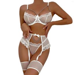 Bras Sets Erotic Sexy Lingerie Women Transparent Mesh Lace Sexi Babydoll Bra Thongs And Garter Exotic Porn Underwear For Sex Lenceria