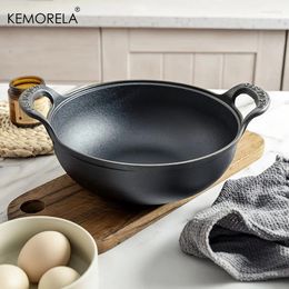 Pans 1PCS Cast Iron Pot Uncoated And Non Stick Wok Casserole Kitchen Cooking With Handle Skillet Cookware Pan