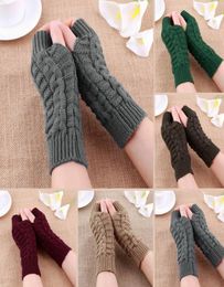 Half Finger Gloves for Women Winter Soft Warm Wool Knitting Arm Gloves Soft Warm Mittens Handschoenen Unisex FY38945854130