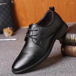 Casual Shoes Fashion Men's Leather Breathable Oxfords Outdoor Trend Men Platform Black Lace Up Sewing Sneakers