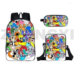 Backpack Creative Letter Alphabet Lore Game 3D Backpacks For Teenager Students Harajuku Japanese Bag 3 Pcs/Set Waterproof Camping Daypack