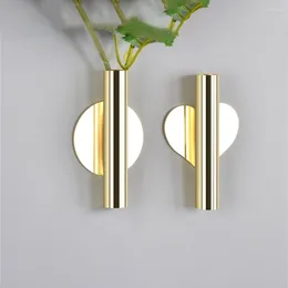 Wall Lamp Rose Golden Flower Holder Nordic Stainless Steel Vase Rack Flowerpot Home Decoration Living Room Decor