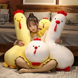 Plush Dolls New Giant Fluffy Cock Plush Toys Sleeping Pillow Cute Animal Stuffed Swan Chicken Dolls Floor Mat Girls Birthday Gift H240521