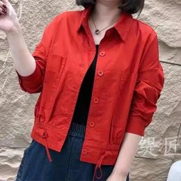 Women's Jackets 2024Spring Fashion Korean Women Short Long Sleeved Thin Windbreaker Female All-Match Casual Single-Breasted Coat Ladies