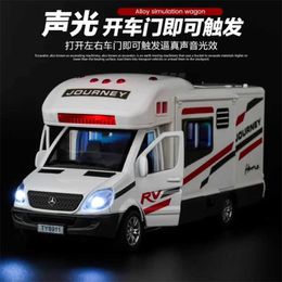 Diecast Model Cars 1 30 Luxury RV Recreational Diecast Vehicles Car Model Camper Van Motorhome Touring Car Model Sound and Light Childrens Toy Gift