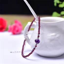 Link Bracelets 2PCS Natural Garnet Ankle Chain Fashion Crystal Quartz Gemstone Jewelry Reiki Healing Gift For Women 3MM